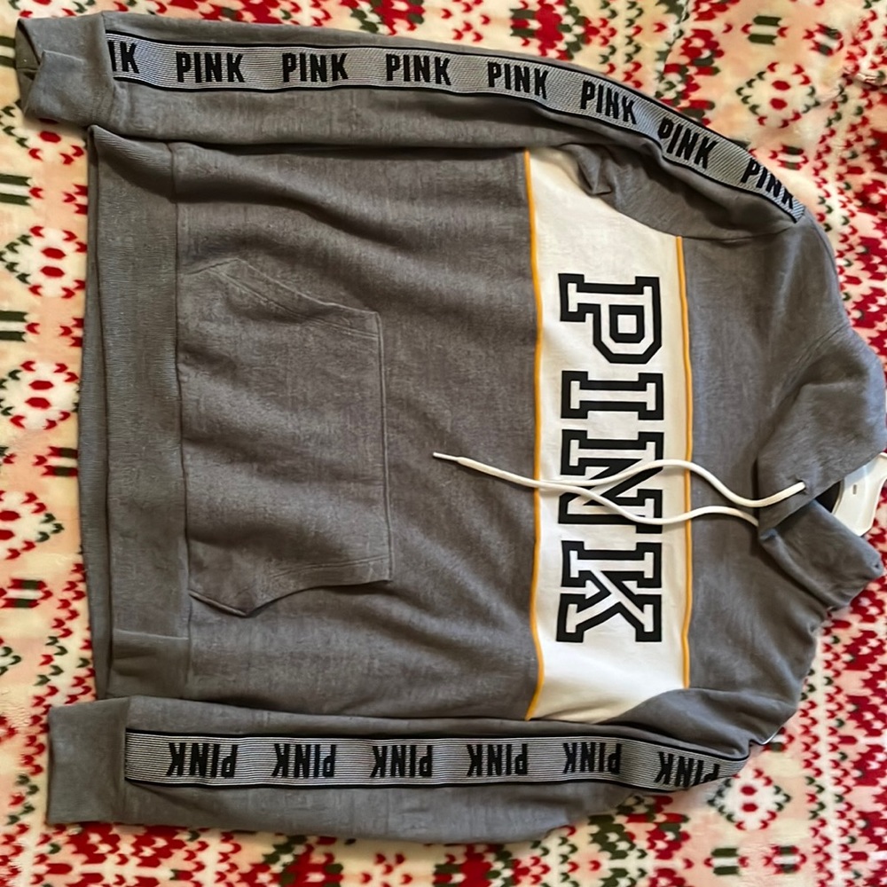 Grey pink hoodie